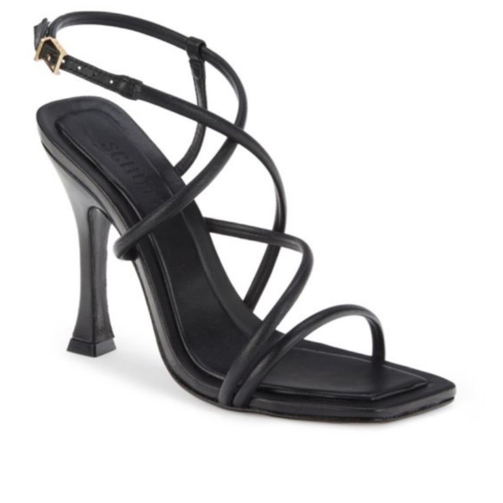 SCHUTZ Lovi Black Strappy Leather Sandals